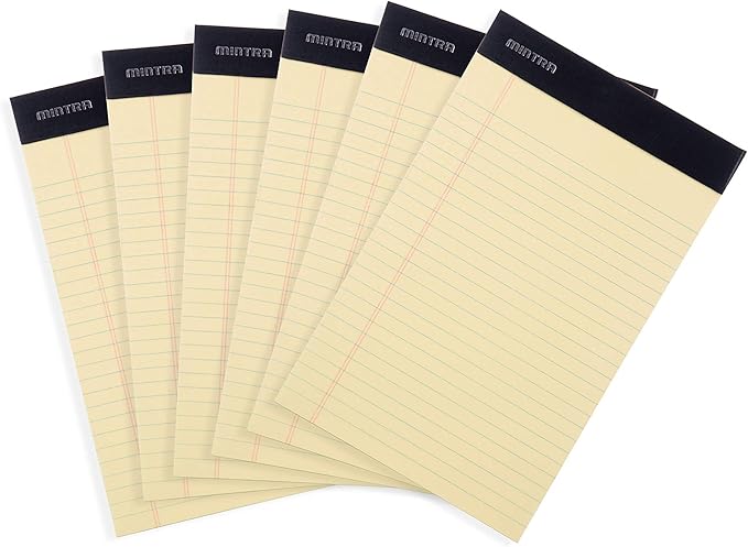Mintra Office Legal Pads, ((xBasic, 5in x 8in, Narrow (Canary), 36pk (6-6pks))