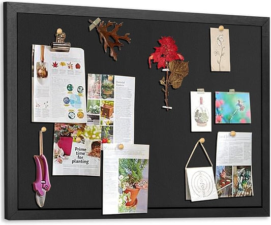 Miratino Large Bulletin Board, 23 "x17 Black Cork Boards for Walls with Frame, Pin Display Board Vision Board for Home School Office Decor