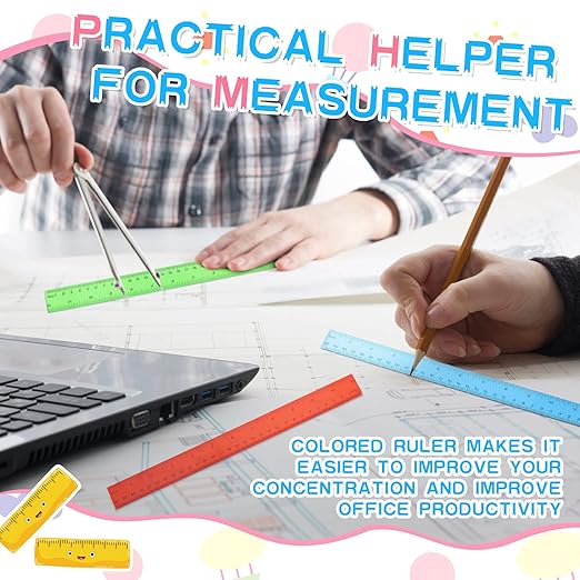 Zonon 30 Pcs 12 Inch Plastic Ruler Assorted Colors Ruler Bulk with Centimeters Millimeter and Inches Rulers First Day of School Gift for Kids School Classroom Office Supplies(Bright Color,Plastic)