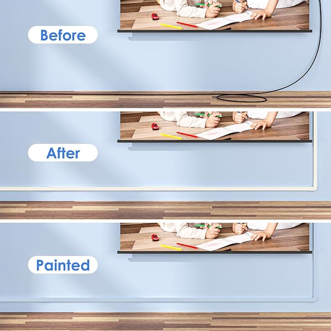 Yecaye Cord Hider, 113in Beige Cord Covers for Wires on Wall, One-Cord Cord Organizer, Easy Install Cable Management Kit, Cable Hider Home Office, W0.59in H0.4in, Beige