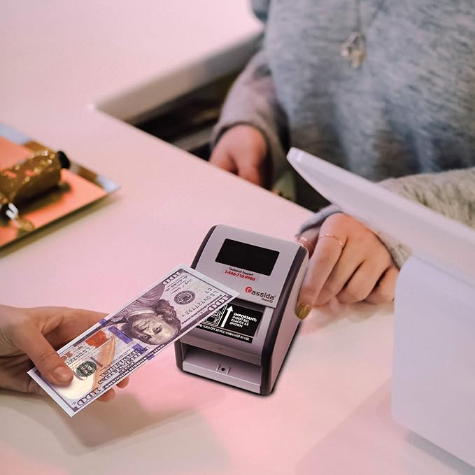 Cassida Omni-ID 2-in-1 Currency Counterfeit Detector with UV Identification Verification Lights – Bill Checker with Infrared, Magnetic and Ultraviolet Sensors - Easy to Read PASS/FAIL Display