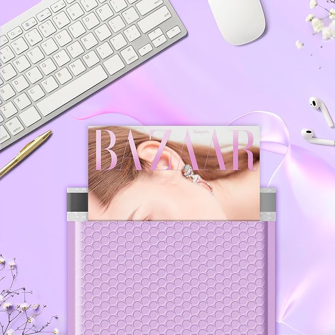 Fuxury Bubble Mailers 8.5x12" 40 Pack Large Bubble Envelopes Usable 8.5x11" Thick Cushioning Mailer for Mailing Books Clothes Mothers Day Gifts Mailers Lavender #2