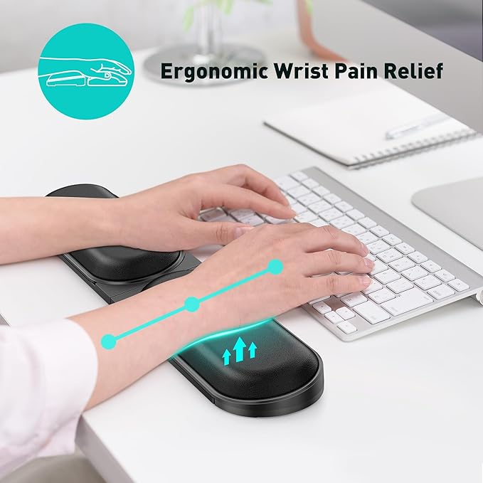 Keyboard Wrist Rest – Adj. Angle & 25” Length, Foldable Memory Foam Ergonomic Support for PC, Laptop, Gaming – Non-Slip, Typing & Mouse Pain Relief