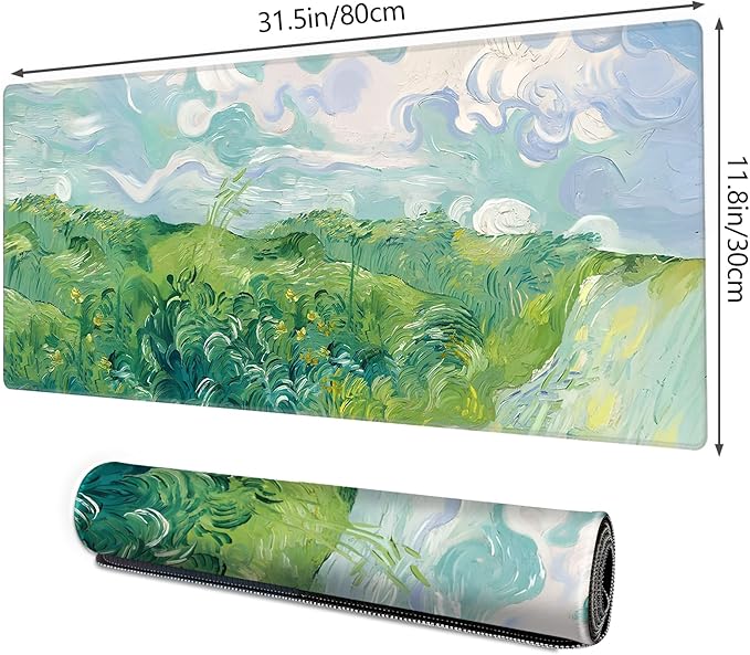 Galdas Gaming Mouse Pad XXL XL Large Long Extended Big Mousepad Non-Slip Rubber Keyboard Mouse Pad with Stitched Edges for Laptop Home Office (31.5x11.8x0.08 Inch) … (Summer Cure)