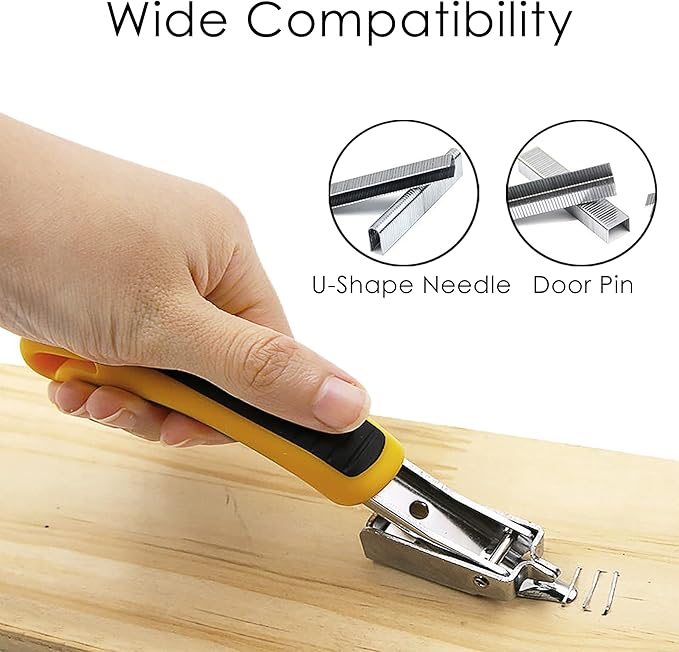 Staple Remover Heavy Duty Tack Puller with Double Pronged Head, Industrial Staple Remover Upholstery Tool for Furniture, Floor, Carpet, Carton (Black Handle)