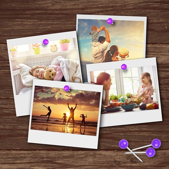 Map Tacks 1/8-Inch Assorted Color Beads Head Map Marking Push Pins,500-count (Purple)