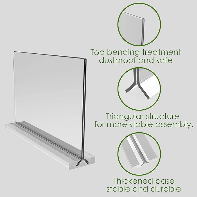 newnewshow Acrylic Sign Holder 11x8.5 Inch 3 Pack Horizontal T Shape Double-Sided Desktop Display Holder. (Optional 8.5x11 8.5x5.5 5x7 Horizontal and Vertical)
