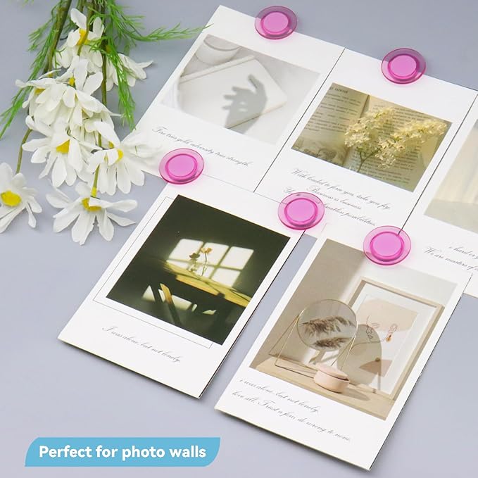 ZDZBLX Fridge Magnets, 28 Pack Magnet Strong Magnets Refrigerator Magnets Small Magnets for Whiteboard, Heavy Duty Magnets Mini Magnets Cute Round Magnets for Fridge, Locker, Classroom, Office (Pink)