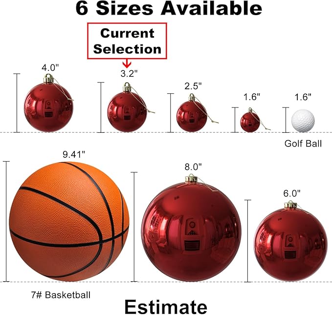 Rose Red 3.2" Large Christmas Balls - Christmas Tree Decoration Ornaments Shatterproof Hanging Balls for Birthday Halloween Holiday Wedding Decorations Set of 10pcs