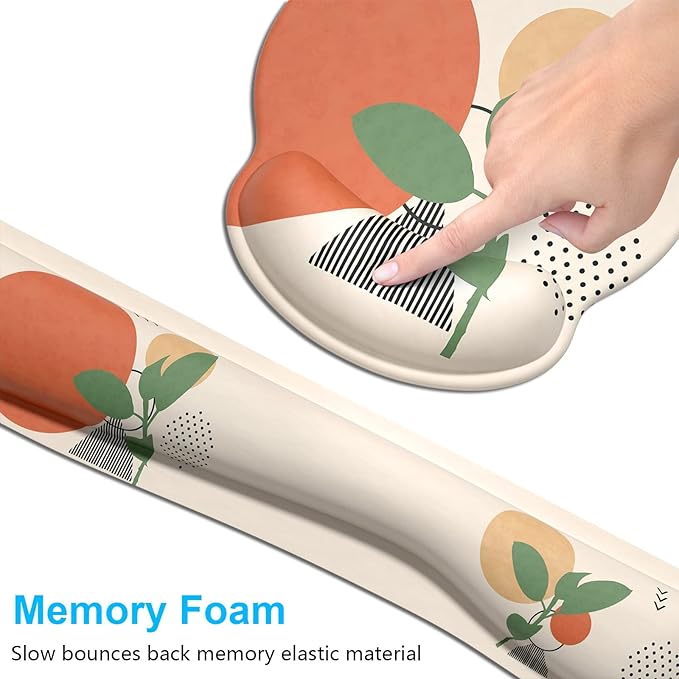 Dapesuom Keyboard Wrist Rest and Mouse Pad with Wrist Support, Memory Foam Cushion for Keyboard and Mouse Set, Ergonomic Desktop Pad Rests with Non Slip Base for Easy Typing & Pain Relief, Painting