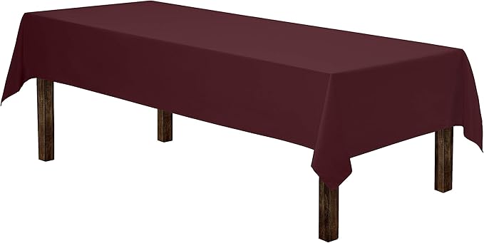Gee Di Moda Rectangle Tablecloth - 60 x 84 Inch Burgundy Table Cloth for 5 Foot Rectangle Table - Heavy Duty Washable Fabric - for 5 Ft Buffet Table, Holiday Party, Dinner, Wedding & Baby Shower