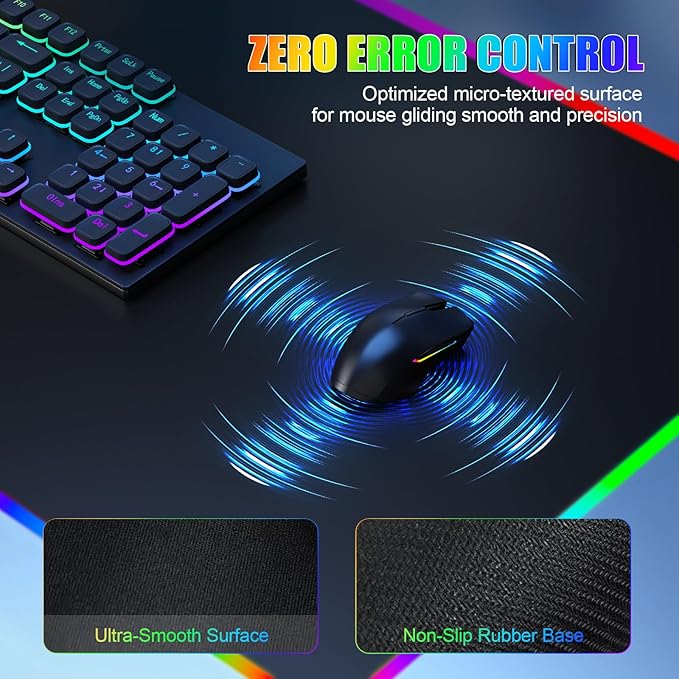 RGB Mouse Pad with Foldable Phone Stand & Wireless Charger, 31.5"x11.8" XL Gaming Mousepad Large Desk Mat, Desk Pad with Dual Charging for Phone & AirPods | 11 Colors & 5 Modes | Waterproof