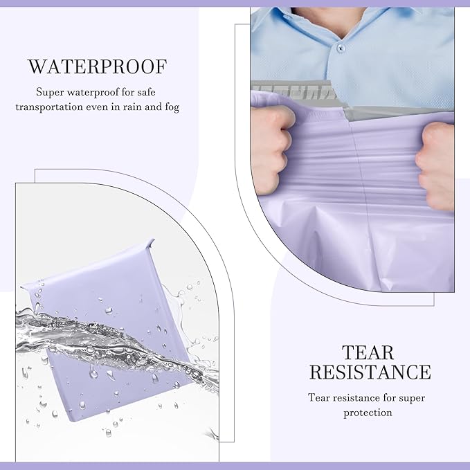 Metronic Large Poly Mailers 19x24 100 Pcs, Strong Adhensive Shipping Bags for Clothing, Waterproof Mailers Bags for Small Business, Shipping Envelopes, Tear-resistant Packing Bags in Lilac Purple