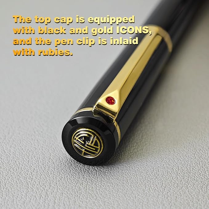 Luxury Ballpoint Pen, 24k Gold Trim, Best Rollerball Pen Gift Set for Men and Women, Perfect for Signature Executive Office, Beautiful Pen Gift Box, Writing and Drawing (Green)