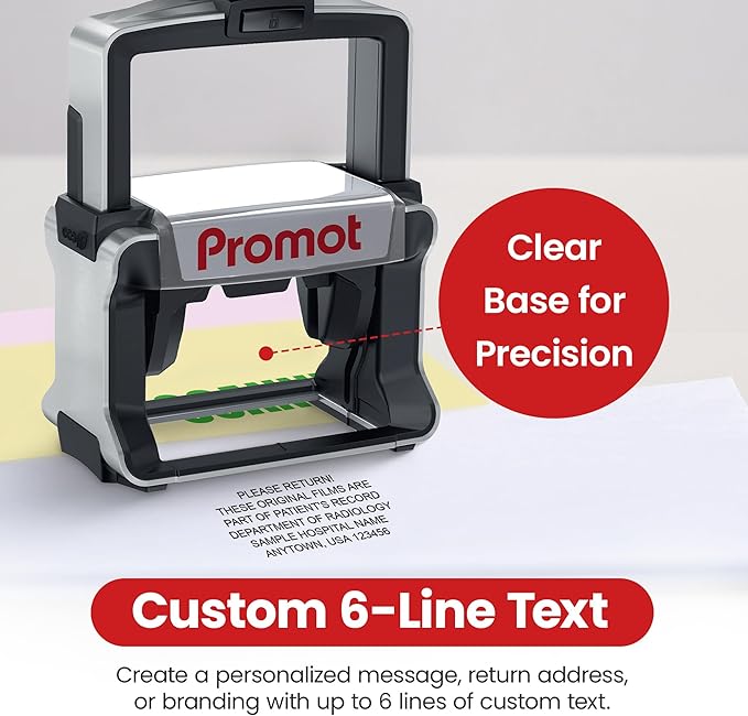 Promot Medium Professional Stainless Steel Stainless Steel Self Inking 6 Lines Custom Stamp - Personalized Office Stamp