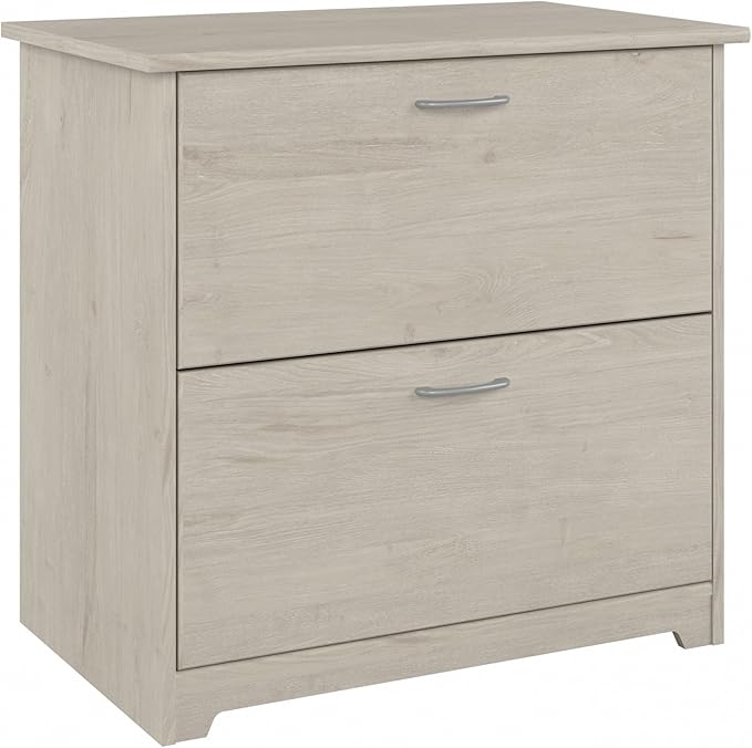 Bush Furniture Cabot 2 Drawer Lateral File Cabinet in Linen White Oak, Home Office Chest for Letter, Legal, and A4-Size Document Storage