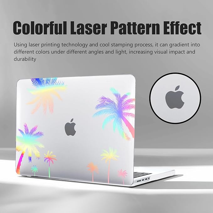 DTangLsm for M4 MacBook Air 13 inch Case 2025 2024-2022 M3 M2 A3240 A3113 A2681, Clear Plastic Hard Case for MacBook Air 13.6 inch Laser Print Laptop Shell&Keyboard Cover for Mac Air M4, Coconut Tree
