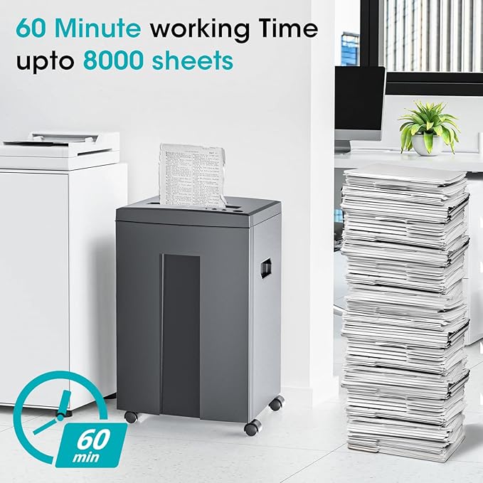 WOLVERINE 18-Sheet Shredders for Home Office Heavy Duty P-4 Security Level Crosscut Paper Shredder Paper/CD/Card Ultra Quiet Paper Shredder for Home with 6 Gallons Pullout Waste Bin SD9113(Grey ETL)