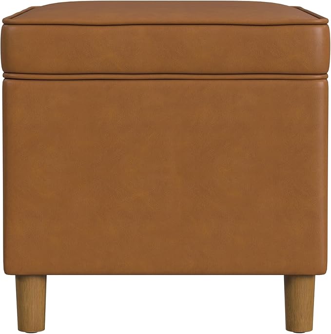 Home Decor | Dinah Collection Modern Storage Ottoman | Ottoman with Storage for Living Room & Bedroom(Carmel Faux Leather)