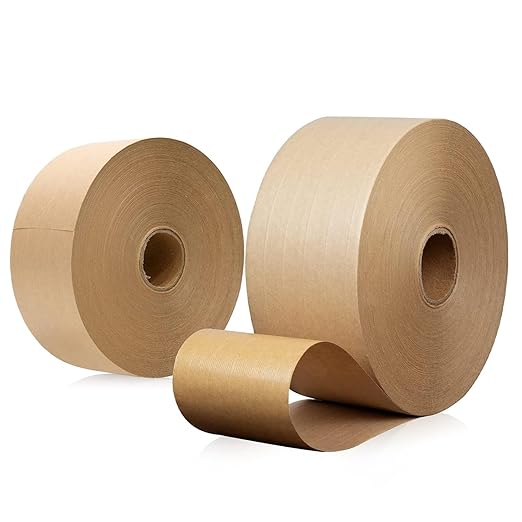Water Activated Kraft Paper Tape – 5 Reinforced Fibers, 127gsm, 2.75" x 450ft, 2 Rolls – Heavy Duty for Shipping, Moving & Industrial Packaging