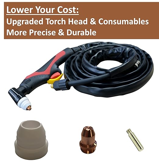 LOTOS LT5000D Plasma Cutter, 2024 Upgraded 5/8 inch 16mm Clean Cut 3/4 inch 20mm Severance Cut 50A Plasma Metal Cutter Machine, Plasma Cutting Equipment, Dual Voltage 120V or 240V, Brown