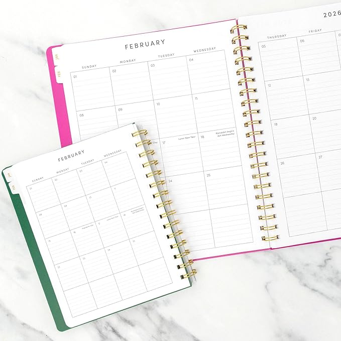 PAPERAGE 2026 Weekly & Monthly Planner, 12 Months (January 2026 - December 2026), 9.2 in x 11.2 in, Spiral Bound 2026 Planner with Weekly, Monthly & Yearly Views, Note Pages & Inner Pocket – Raspberry