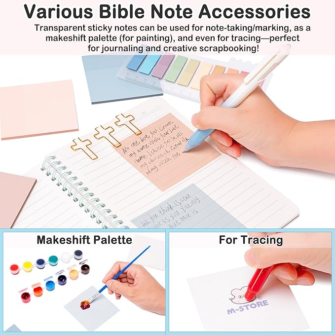 Bible Study Supplies for Women & Journaling Kit - Pencil Case, 12 Colored Highlighters No Bleed, 75 Index Bible Tabs, A5 Notebook, 16 Gel Pens & 4 Transparent Notes - Christian Gifts, Green Daisies
