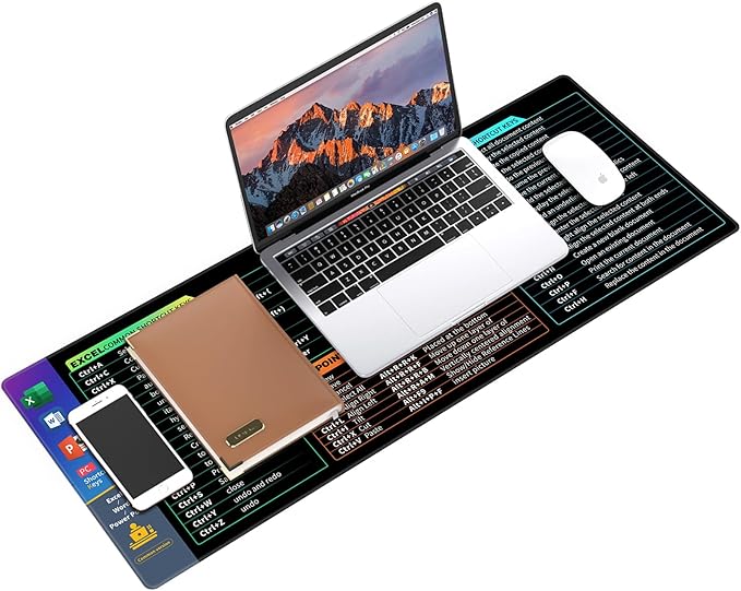 Galdas Gaming Mouse Pad XXL XL Large Long Extended Big Mousepad Non-Slip Rubber Keyboard Desk Pad with Stitched Edges for Laptop Home Office (31.5x11.8x0.08 Inch) … (Shortcut Keys1)