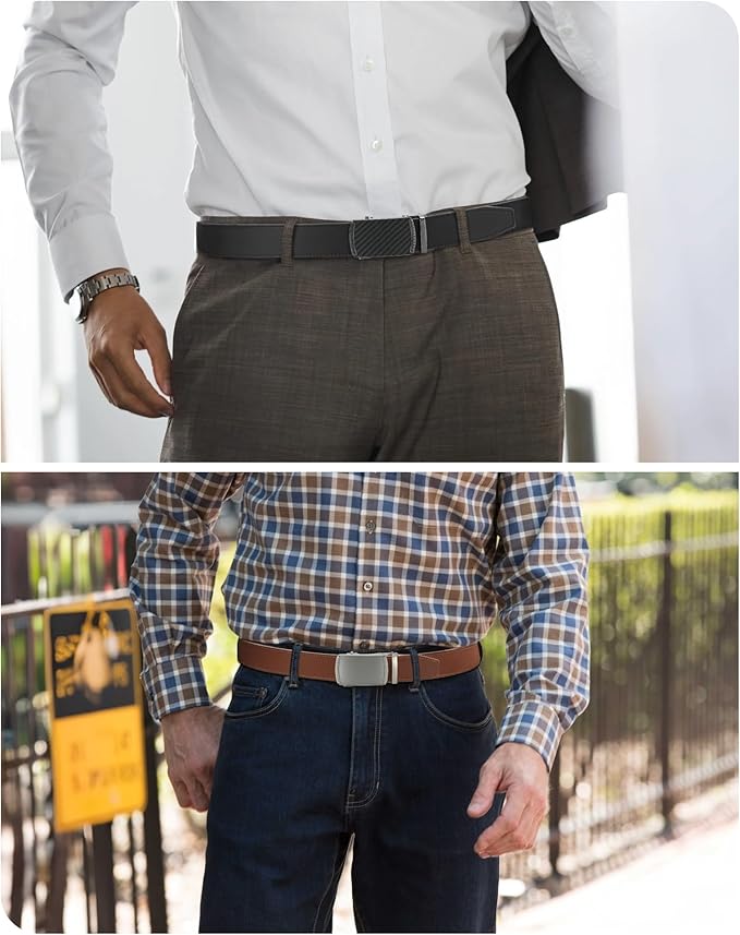 CHAOREN Leather Ratchet Belt Men 2 Pack - Customizable Fit, Effortless Style (35mm)