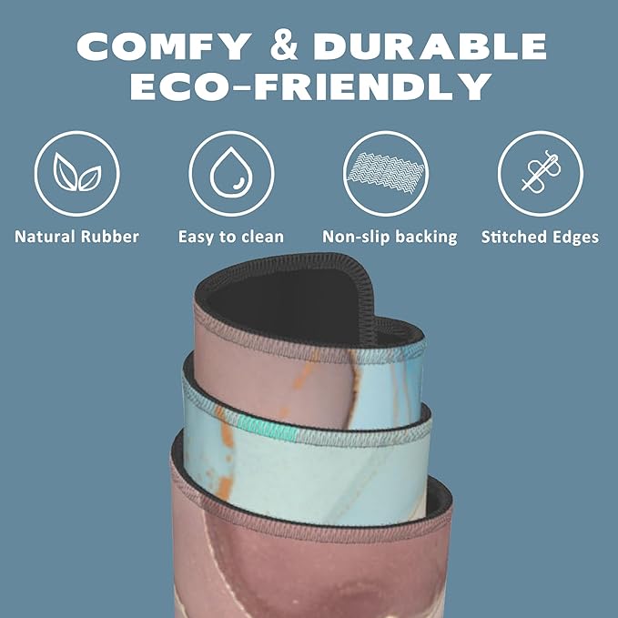 Abstract Fluid Art Extended Gaming Mouse Pad Transparent Waves and Golden Swirls Large Mouse Pad with Stitched Edges Anti-Slip Rubber Base Mouse Mat Desk Pad for Gaming and Office 35.4" x 15.7"