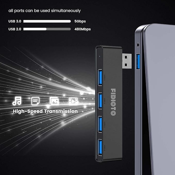 USB Hub 2Pack, Fidioto 4 Port USB Hub(1 * 3.0 Hub, 3 * 2.0 Hub), Networking Hubs for Laptop, iMac Pro, MacBook Air, Mac Mini/Pro, Surface Pro, Notebook PC, USB Flash Drives and Mobile HDD Etc.