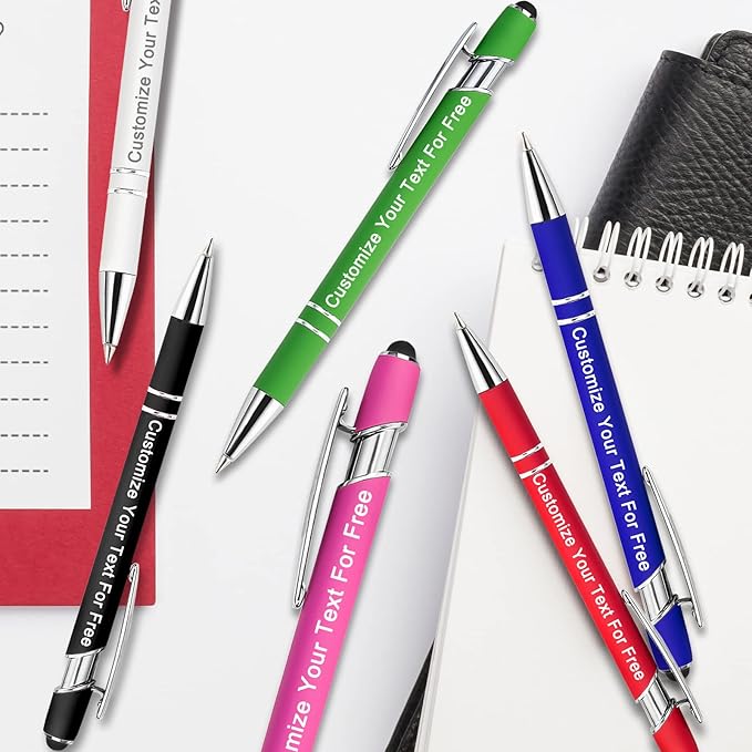 Max 500 Pcs Personalized Pens Bulk, Custom Pens with Free Engraving, Customized Stylus Tip Ballpoint Pen with Your Name Massage Text for School Office Business Graduation Anniversaries-20 Packs