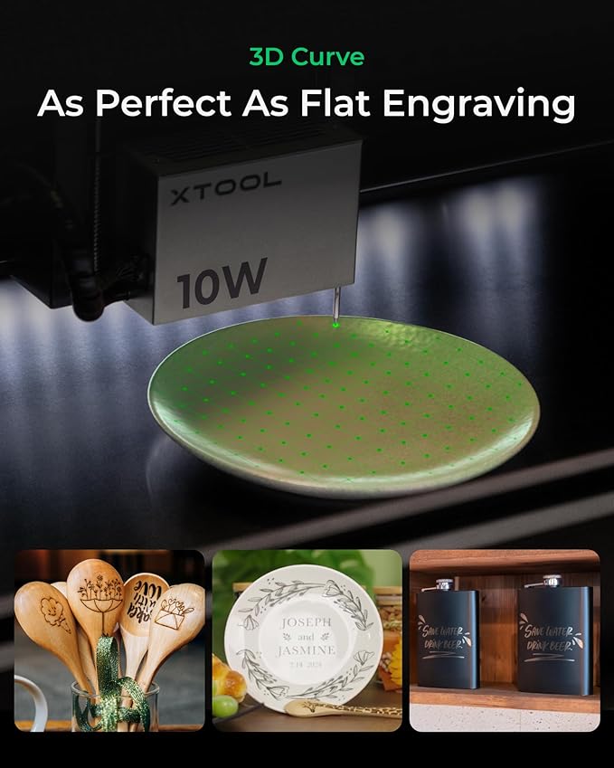 xTool S1 Laser Engraver and Cutter Machine with Air Assist & Honeycomb, 23.93" x 15.16" Bed Size, Beginner-friendly, Class 1 Safety Laser Engravering Machine for Wood and Metal, Acrylic - Basic Bundle