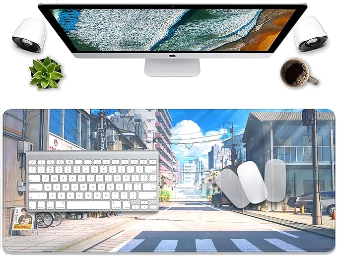 Anime Tokyo Street Japanese Mouse Pad,Large Extended Gaming Mouse Pad with Stitched Edges,Non-Slip Waterproof Rubber Base Mouse Pad for Office Work Home Games Desk Pad(27.5X11.8 in)