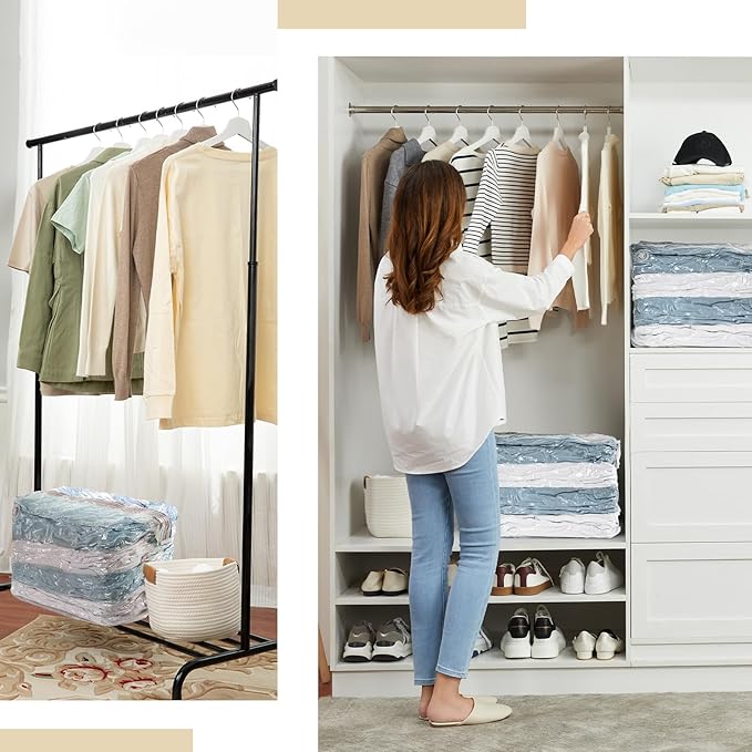 TAILI Vacuum Storage Bags 4 Pack, Jumbo Cube (31x40x15 Inch), Vacuum Seal Bags for Beddings, Comforters, Pillows, Clothes, Space Saving for Closet and Home Storage, Blue Coastline