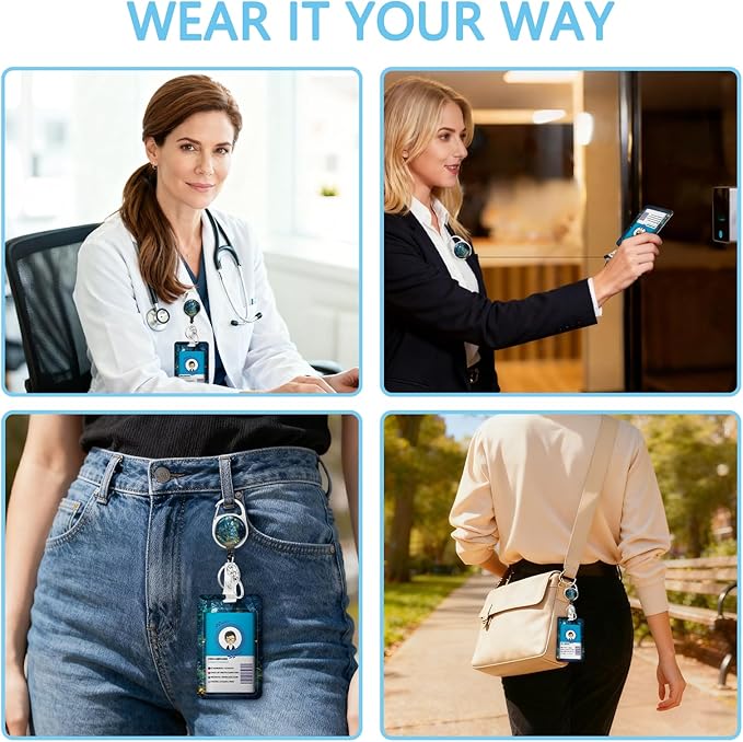 Gctriki Forest Fireflies Lanyards for ID Badges, Retractable Badge Holder with Heavy Duty Clip Keychain, Cruise Ship Cards Holder Name Tag ID Card, Teacher Nurse Women Men Security Staff Office Gift