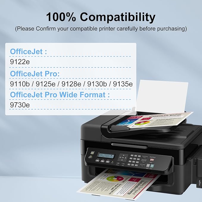 936e Ink cartridges Compatible Replacement for HP OfficeJet Pro 9110b/ 9120b/ 9130b/ 9720e/ 9730e Printers(BK/C/M/Y, 4 Pack)