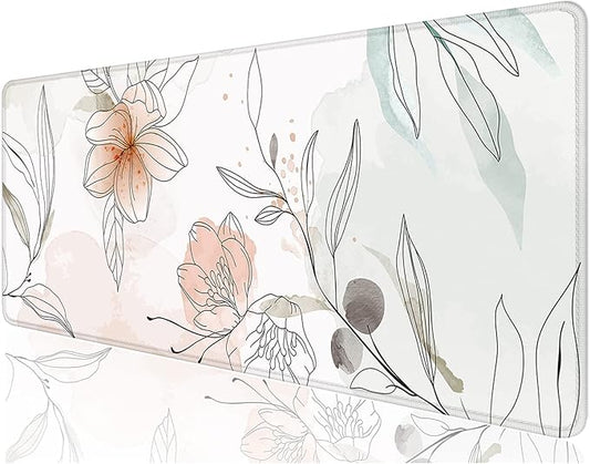 Desk Mat, 32" x 12" XXL Extended Large Gaming Mouse Pad, Desktop Decor Desk Pad, Cute Men Women Office Supplies and Accessories, XL Mouse Mat for Laptop & Keyboard, Watercolor Flowers