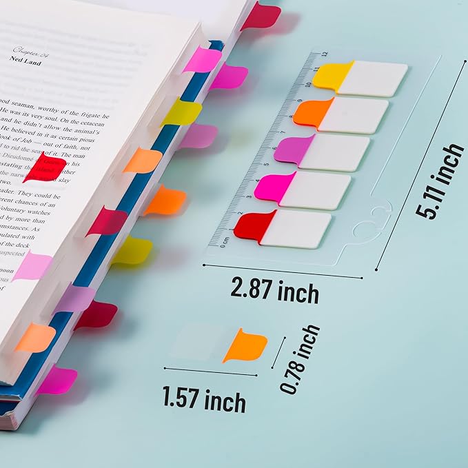 Golcellia 6 Pcs Sticky Tabs for Notebooks, 600 Pcs 5-Color Index Tabs with Flags, Divider Page Markers for Books, Binders, Bible Study & Office Supplies