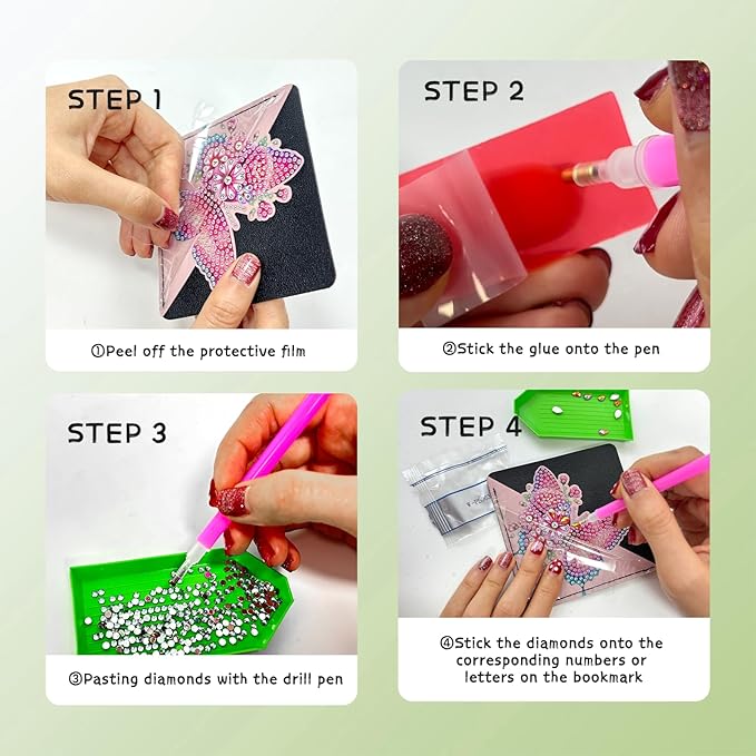 6 PCS Diamond Art Bookmarks, Butterfly, Diamond Painting Bookmarks for Book loverss DIY Bookmark Corner for Adults Beginner Craft Gift