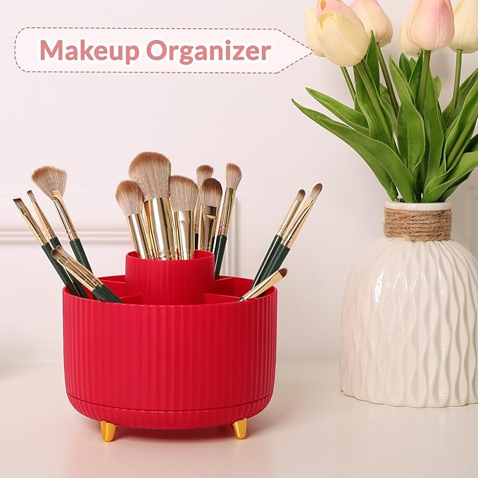 SKYDUE 360 Degree Rotating Desk Organizer, Dual-Purpose Pencil Pen Holder, Pen Organizer with 5 Slots, Pencil Cup for Office, School, Home