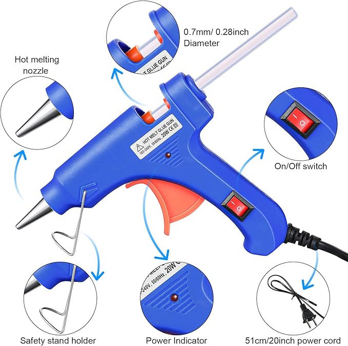 Zhengmy 12 Pieces Mini Hot Glue Gun Crafts Hot Melt Guns Fast Preheating and Easy Squeeze Trigger for School DIY Arts Class Projects Office Home Quick Repairs (Multicolored)