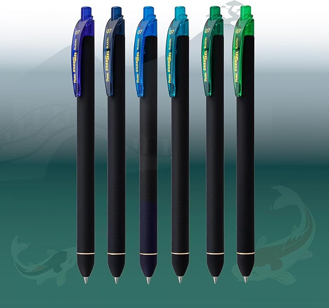 Pentel EnerGel Kuro Shades of Peace, Retractable Liquid Gel Pen, Assorted Ink Colors, Pack of 6 (BL437PEAPF6)