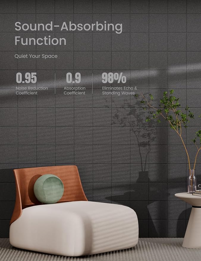 Bumusty Large Cork Board Alternative-47 x35 Felt Bulletin Board Tiles, with 30 Pushpins, 70 Adhesive Tabs, 12-Pack Slat Wall Paneling, Cork Boards for Office Push Pin Board Felt Board-Charcoal Gray