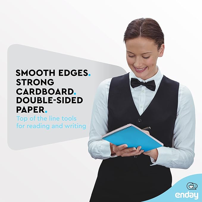 Enday Steno Pads Spiral 6 x 9 inches, Gregg Rule White Paper, 80 Sheets Steno Notebook for writing in Pink, Purple, Green, Blue, Red, Grey, Color May Vary (3 Pack)
