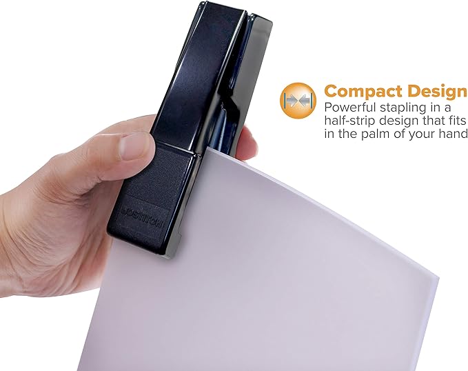 Bostitch Office B400 Executive Compact Stapler, 20 Sheet Capacity, Durable, Metal Design, Opens for Tacking, Dual Clinch, Half-Strip, Black