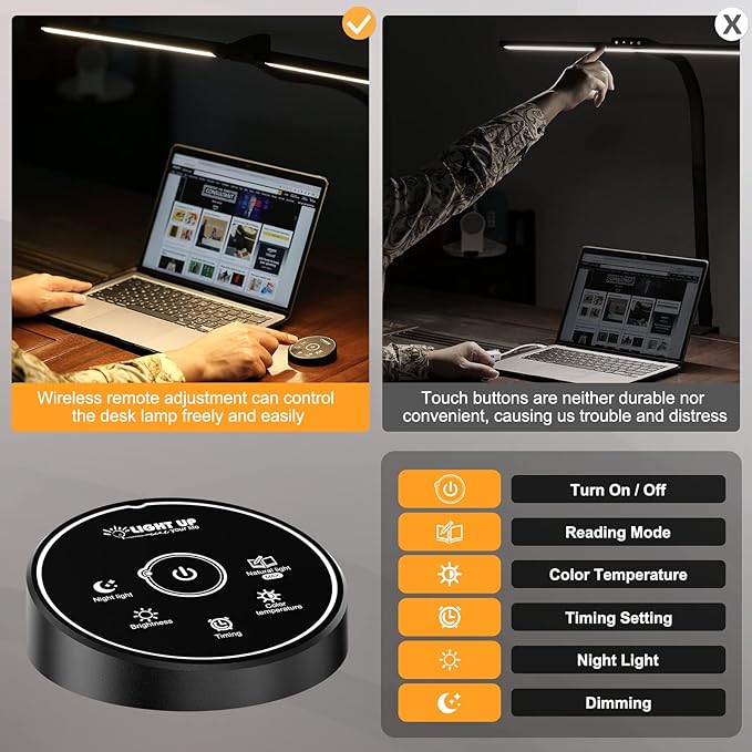 Led Desk Lamp for Office Home - Eye Caring Architect lamp with Clamp,Dual Screen Computer Monitor Work Smart Light: 24W 5 Color Flexible Adjustable Lighting Table Lamp for Study Drafting