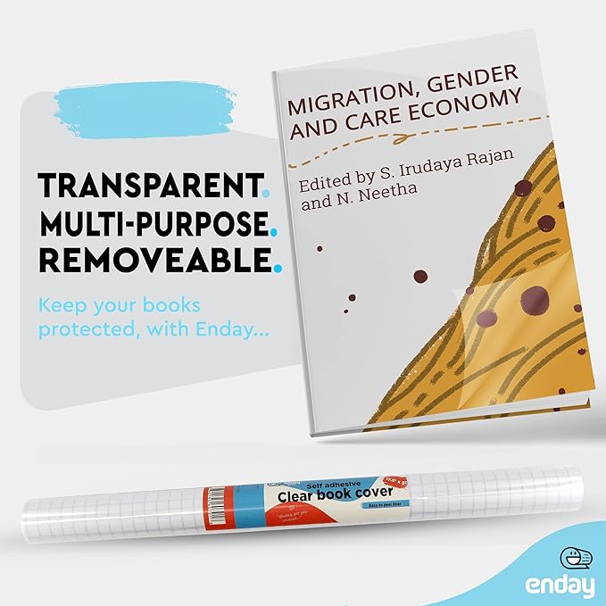 Clear Contact Paper, 17.5” x 5-Feet, Transparent Self Adhesive Book and Textbook Covers for Paperbacks and Hard Covers, Plastic Protective Covering Contact Paper Roll, Acid Free, 2 Rolls – by Enday