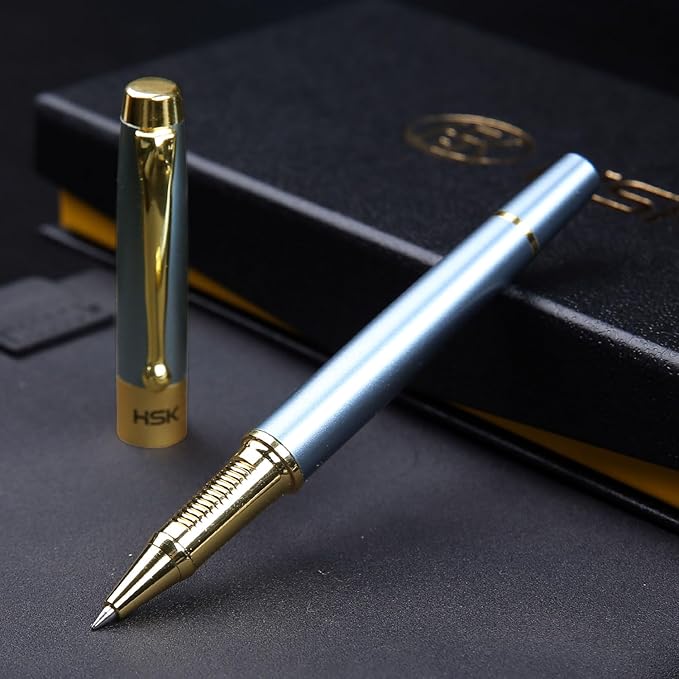 HSK Ballpoint Pens Luxury gift Pen Black Refill Line width 0.5mm,Best Ball Pen Gift Set for Men & Women Professional Executive,Office,Nice Pens Classy Gift Box (Blue)
