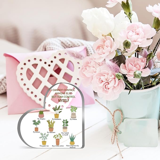 Mental Health Decor, Mindfulness Decor for Therapy Office Things I Can Control Acrylic Heart Gifts, School Counselor Sign Therapist Office Art Decorations for Therapist Office Living Room Bedroom